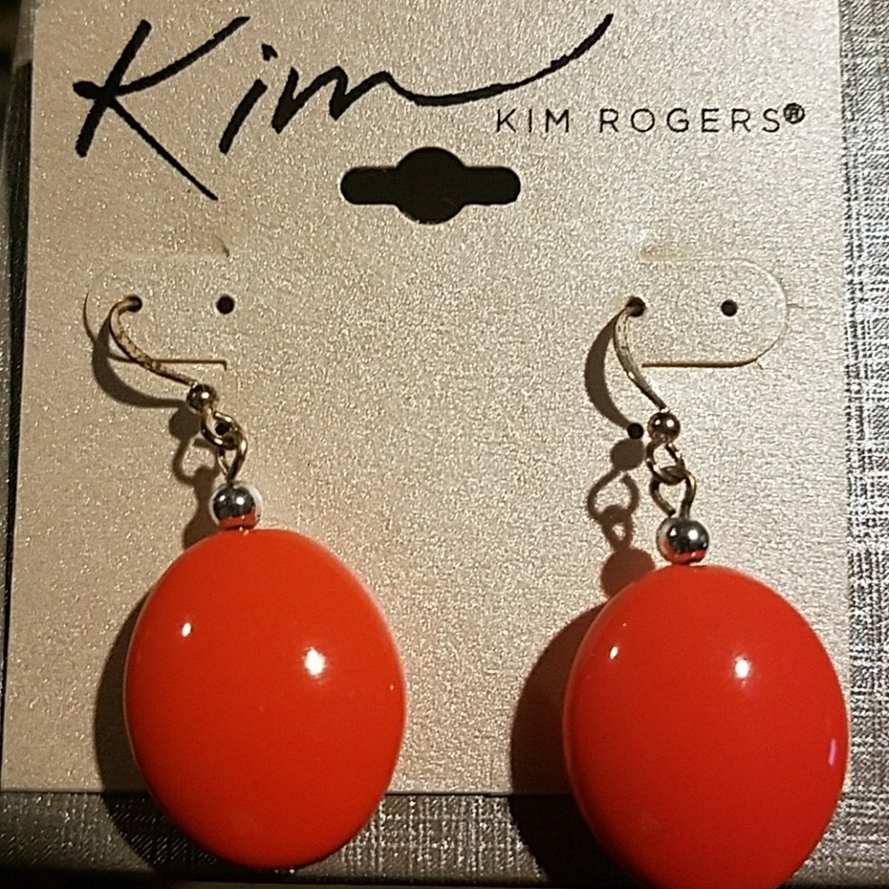 Kim Rogers Orange Silver Earrings Brand New